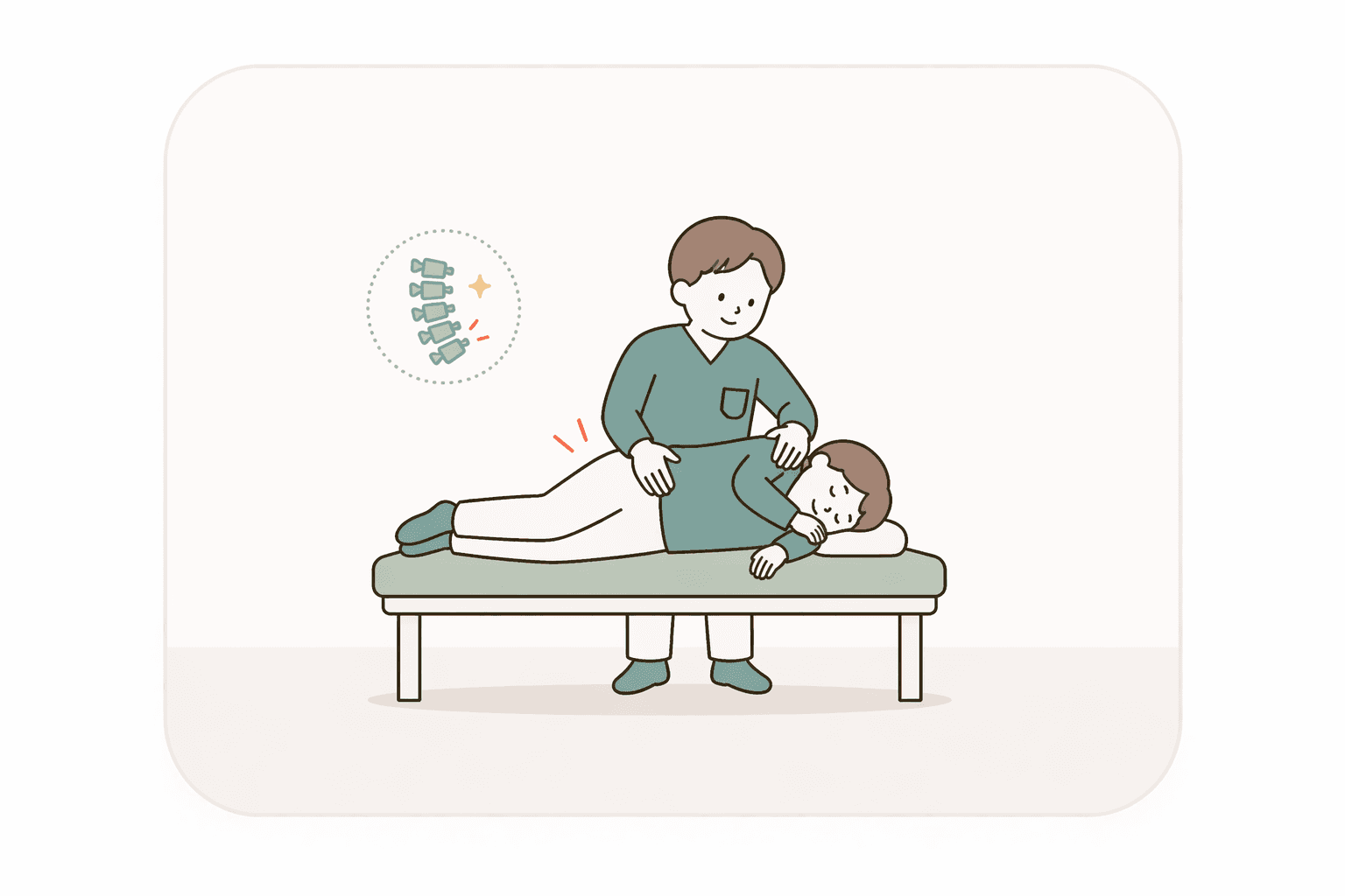 추나 치료를 상징하는 사람 중심 일러스트